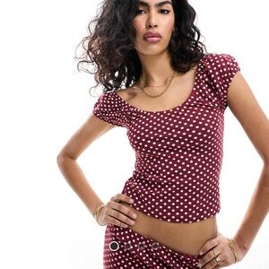 ASOS Design red polka dot top